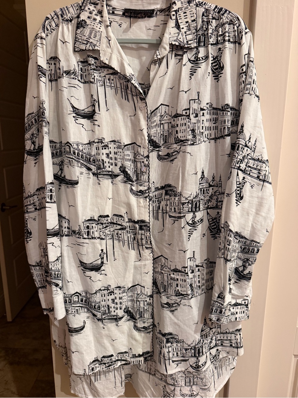 Jane + Delancey White & Black Scenic Print Long-Sleeve Shirt Jacket